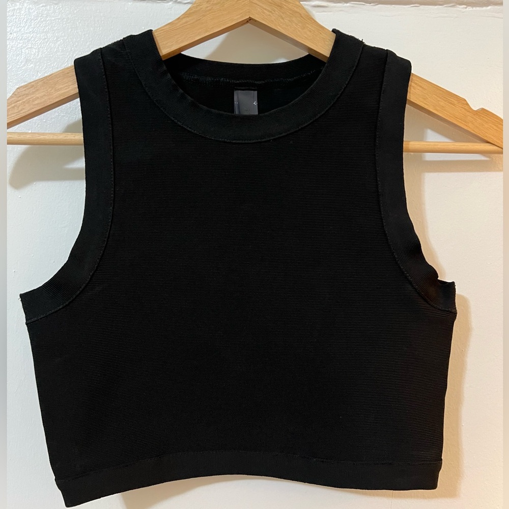 SKIMS knit black crop top